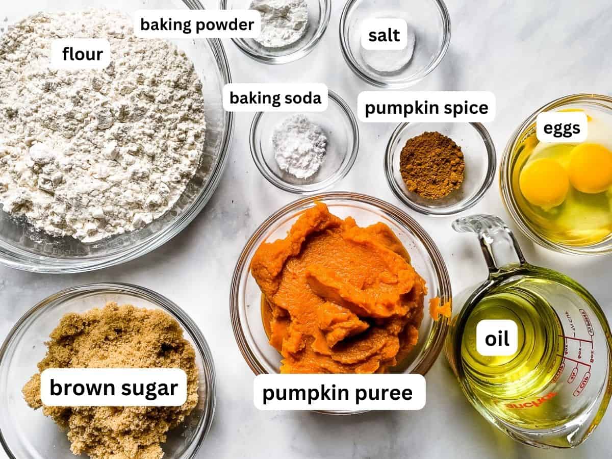 Ingredients for healthy pumpkin muffins