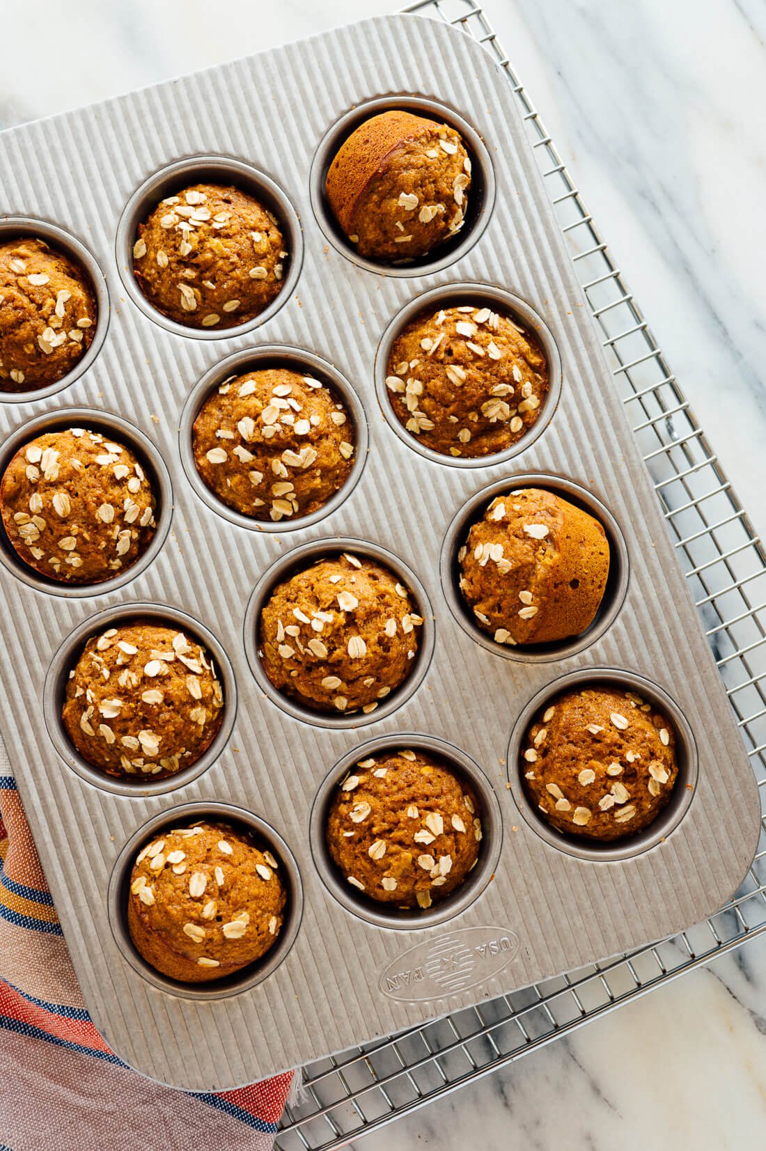 Healthy pumpkin muffins in a basket