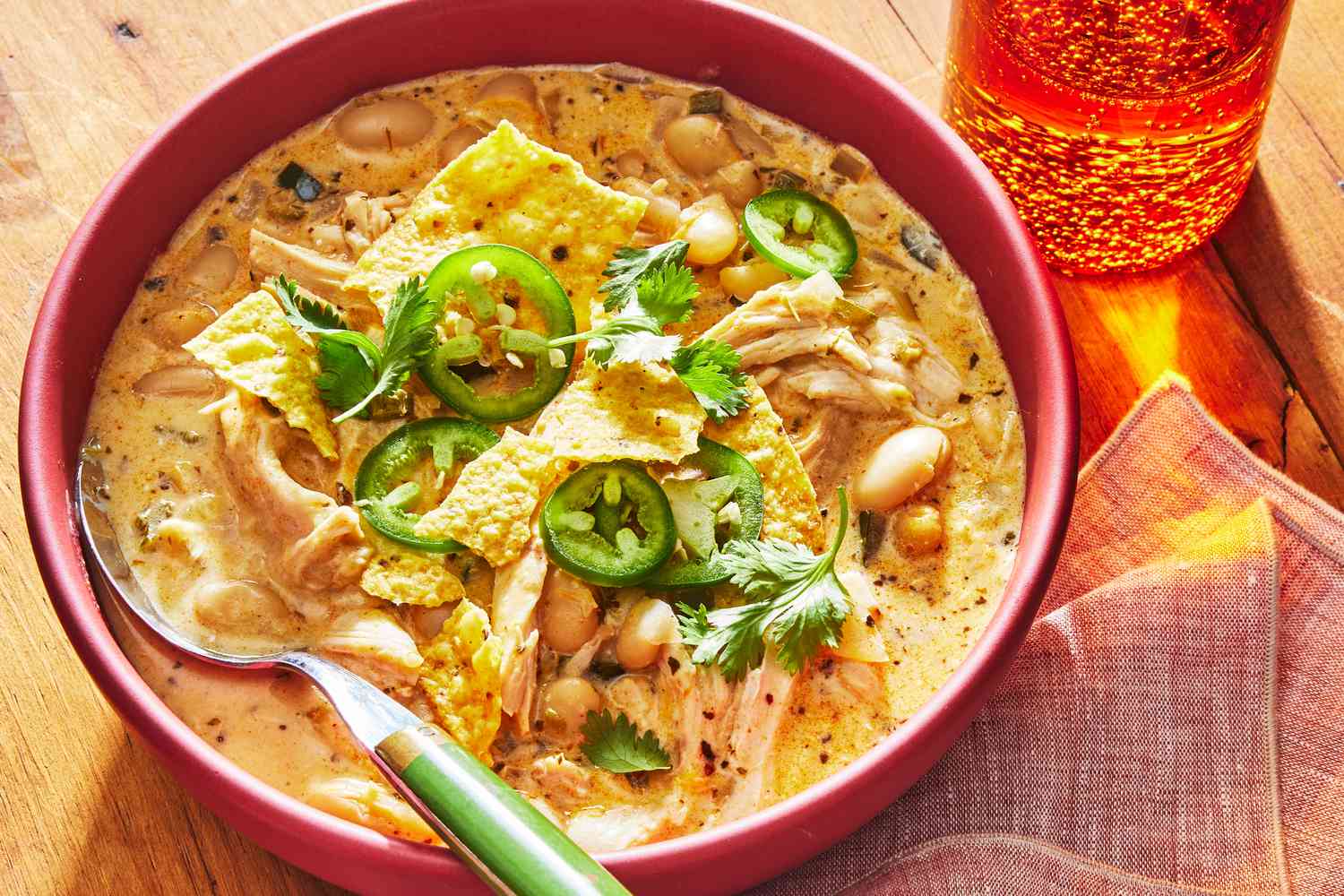 Creamy White Chicken Chili in a pot