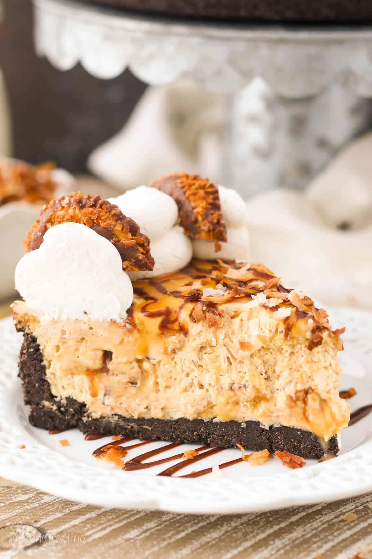 Samoa Cheesecake slice