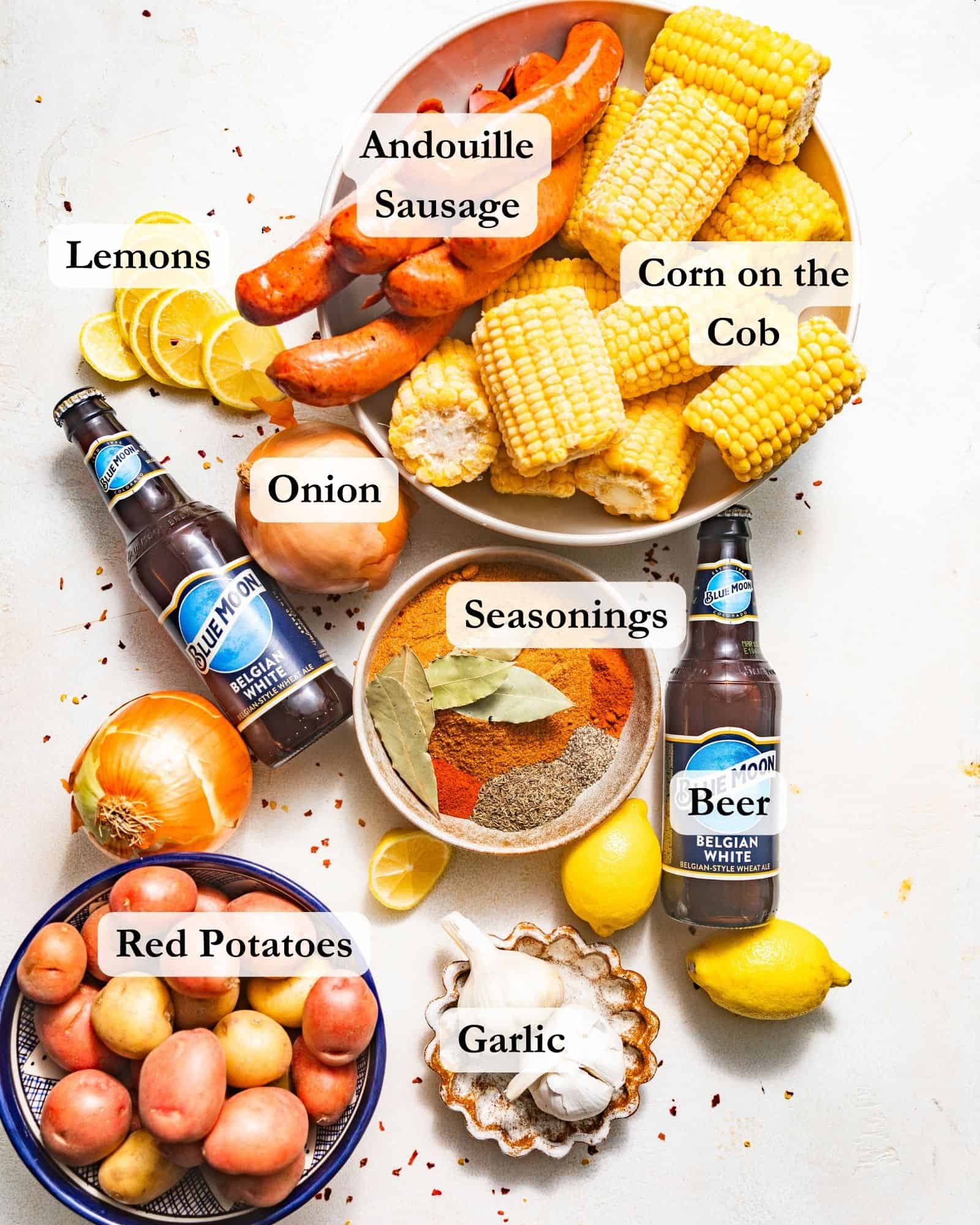 Cajun Garlic Seafood Boil Ingredients
