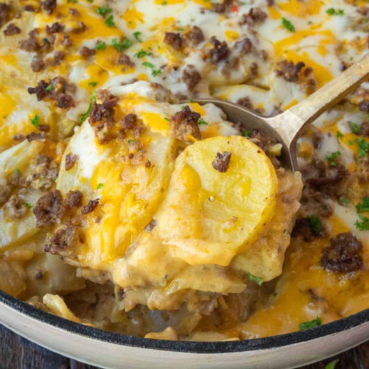 Hamburger Potato Casserole baking
