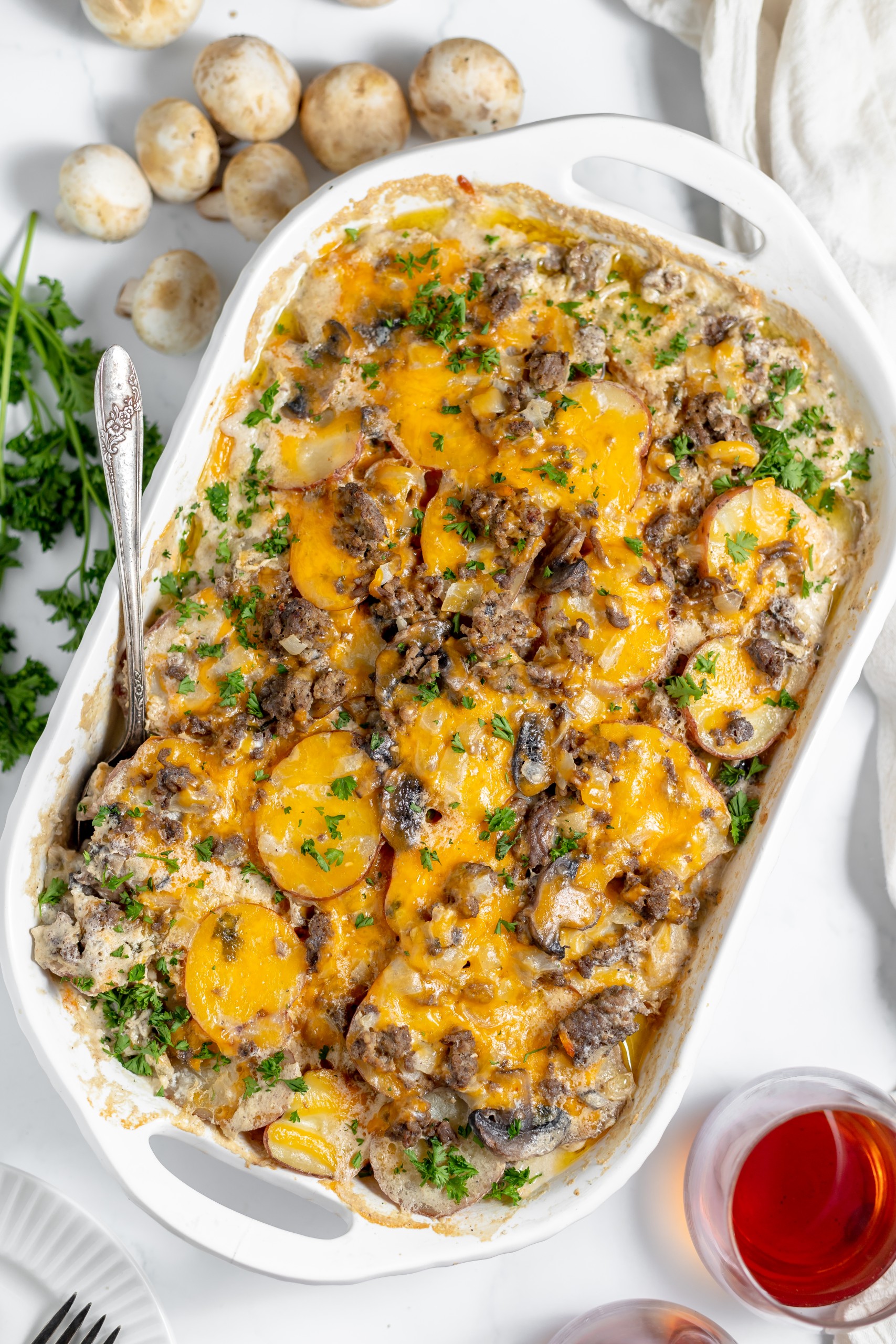 Served Hamburger Potato Casserole