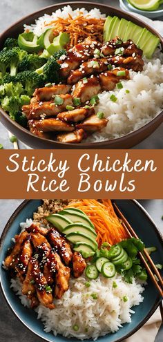 Cooking process of Sticky Chicken Rice Bowls
