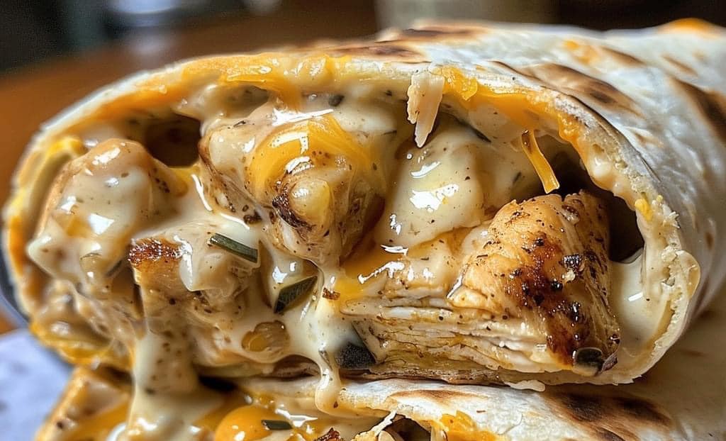 Cheesy Garlic Chicken Wraps served on a plate