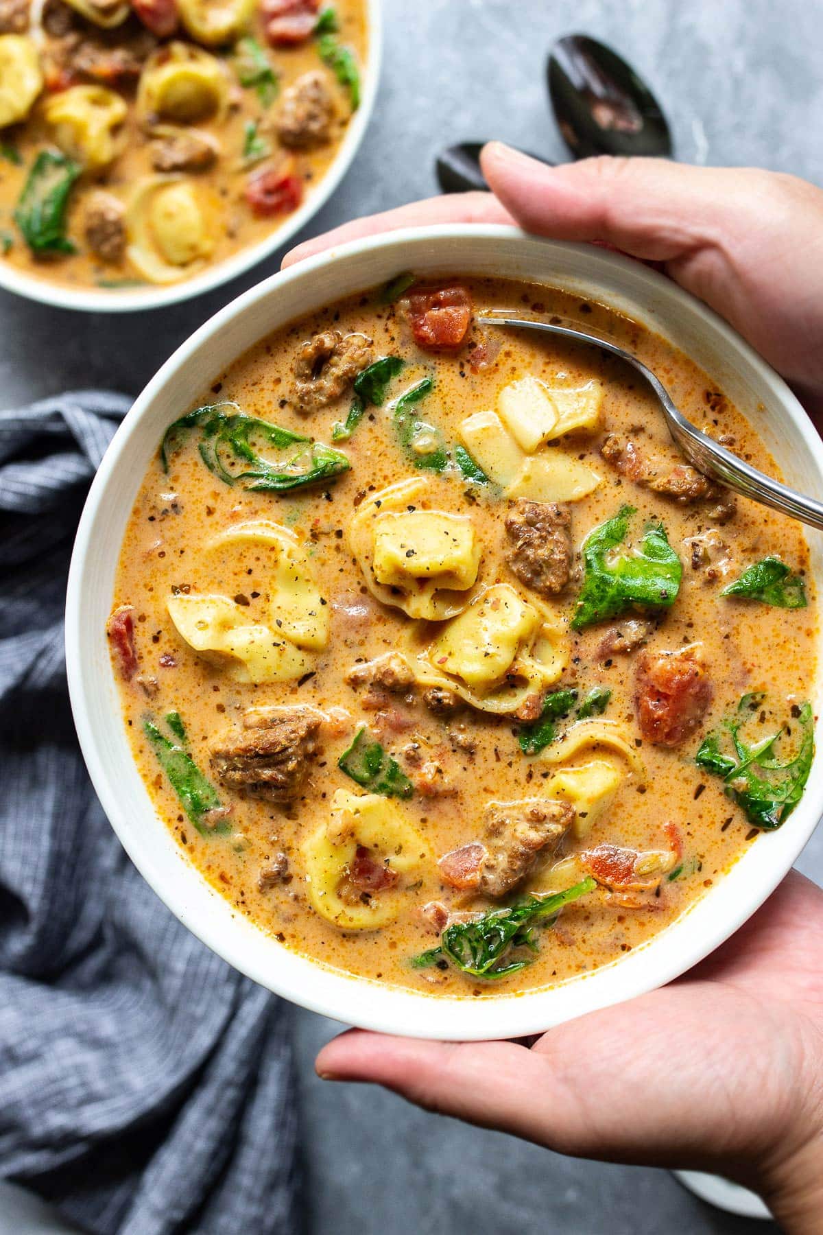 Slow Cooker Creamy Sausage Tortellini Soup Image 1