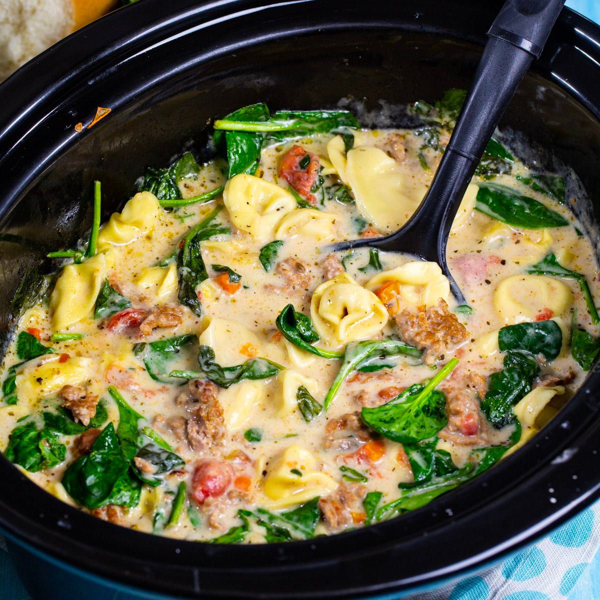 Slow Cooker Creamy Sausage Tortellini Soup Image 4
