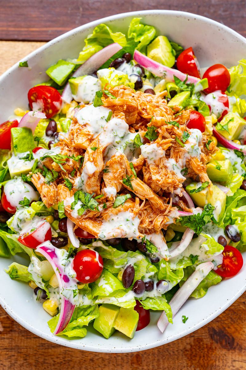 BBQ Chicken Salad with Creamy Avocado Dressing