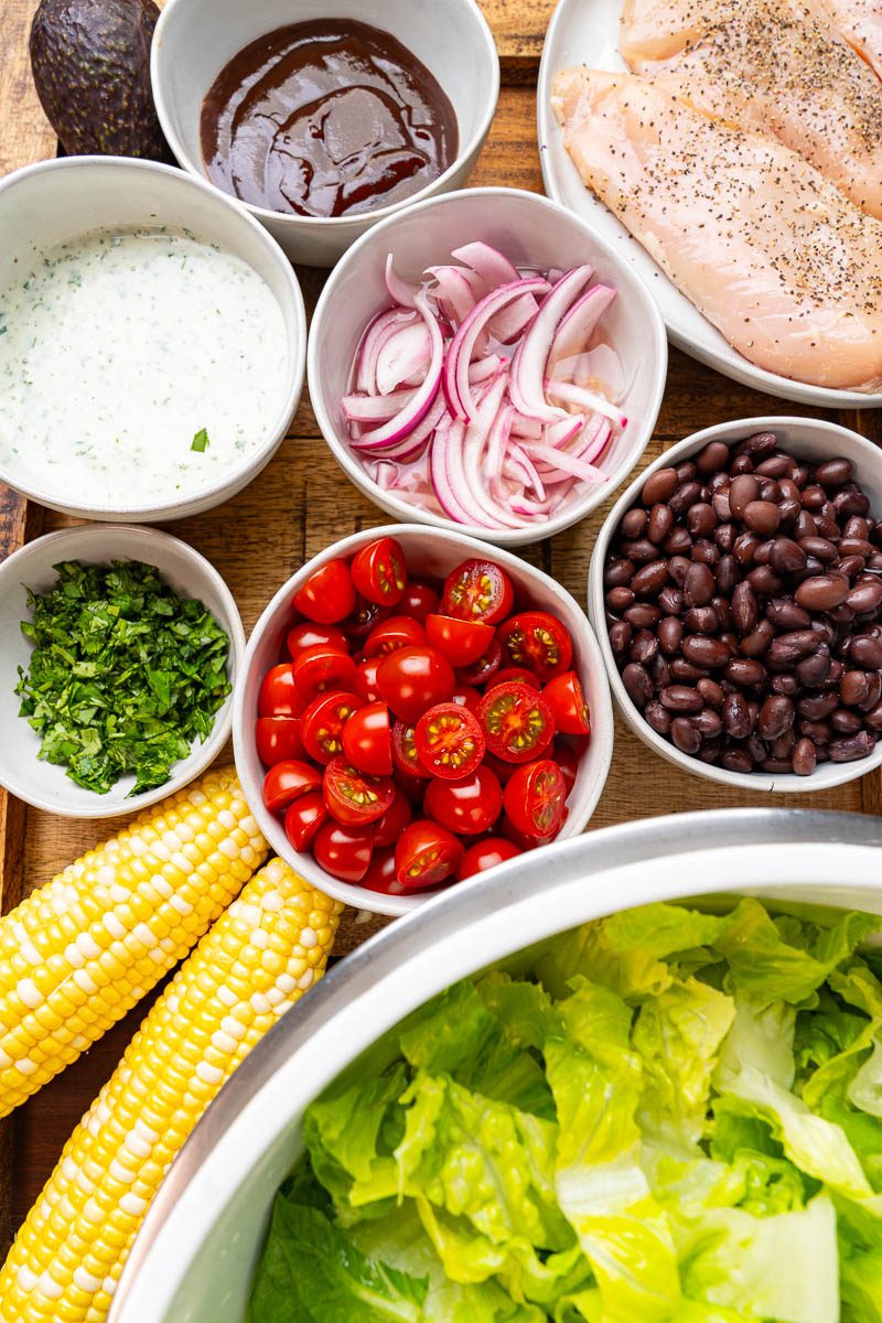 BBQ Chicken Salad with Creamy Avocado Dressing