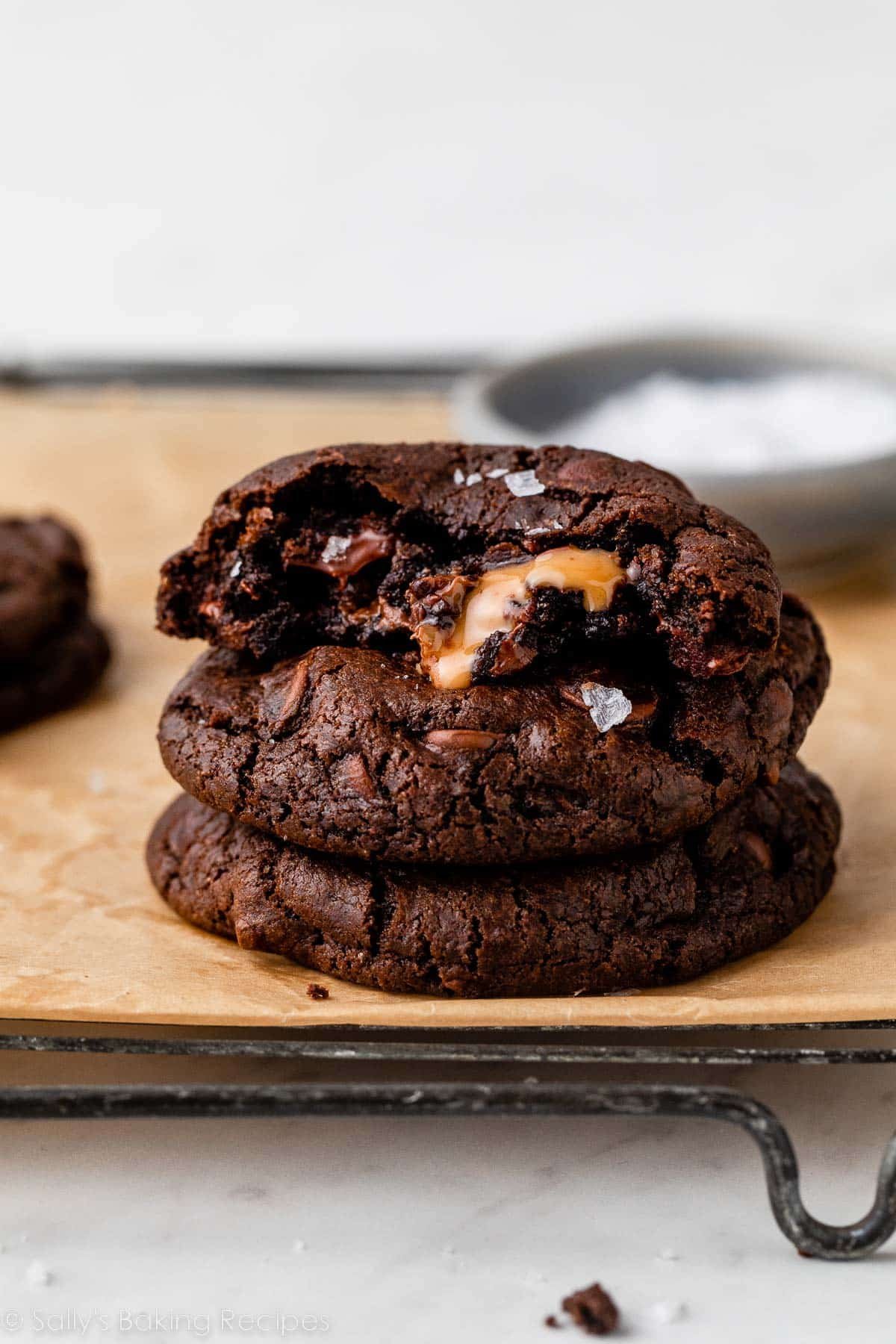 Salted Caramel Dark Chocolate Cookies