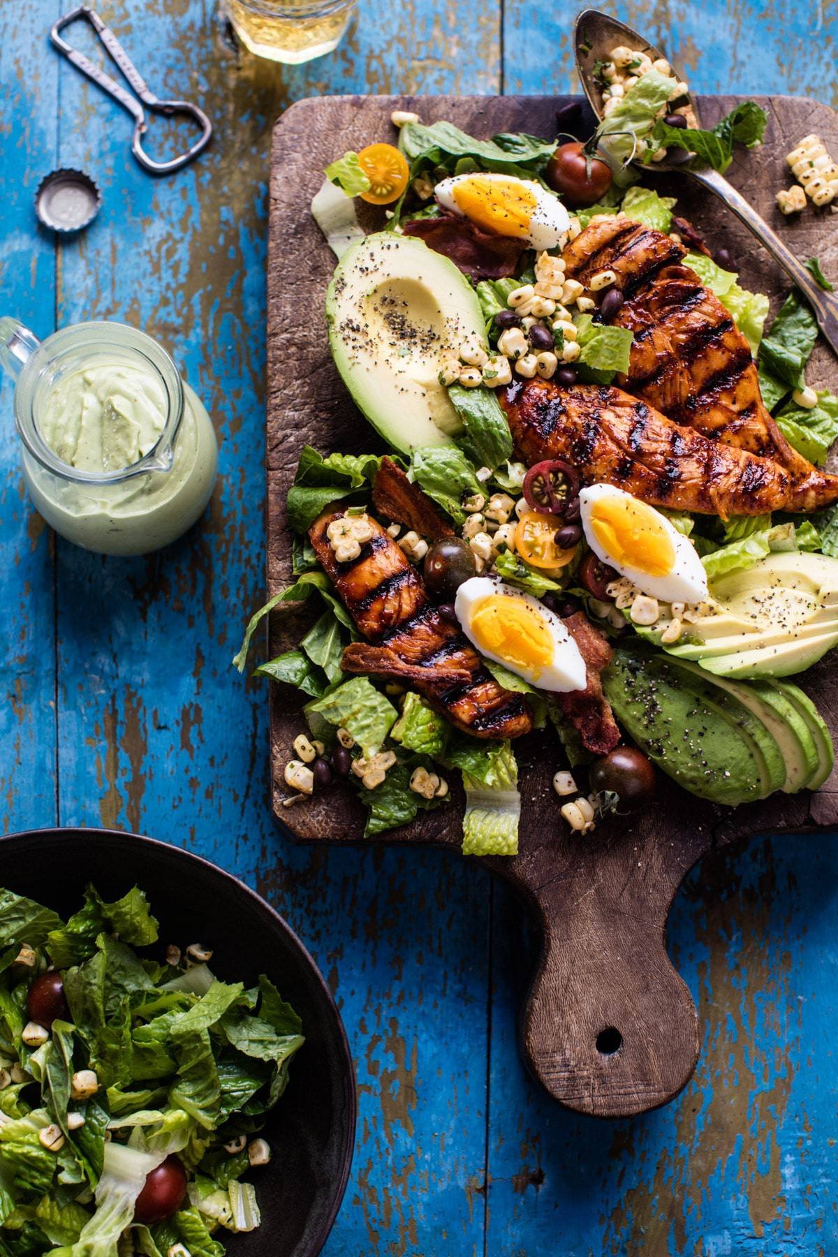BBQ Chicken Salad with Creamy Avocado Dressing
