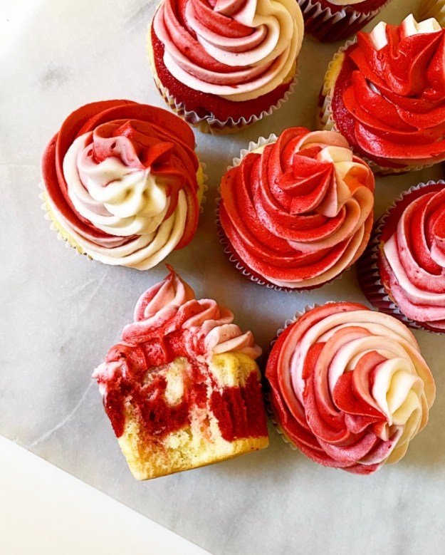 Red Velvet Marble Cupcakes