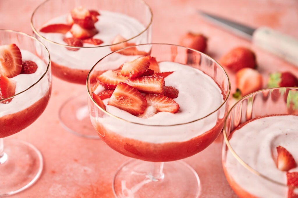 Light Airy Strawberry Mousse with Strawberry Sauce