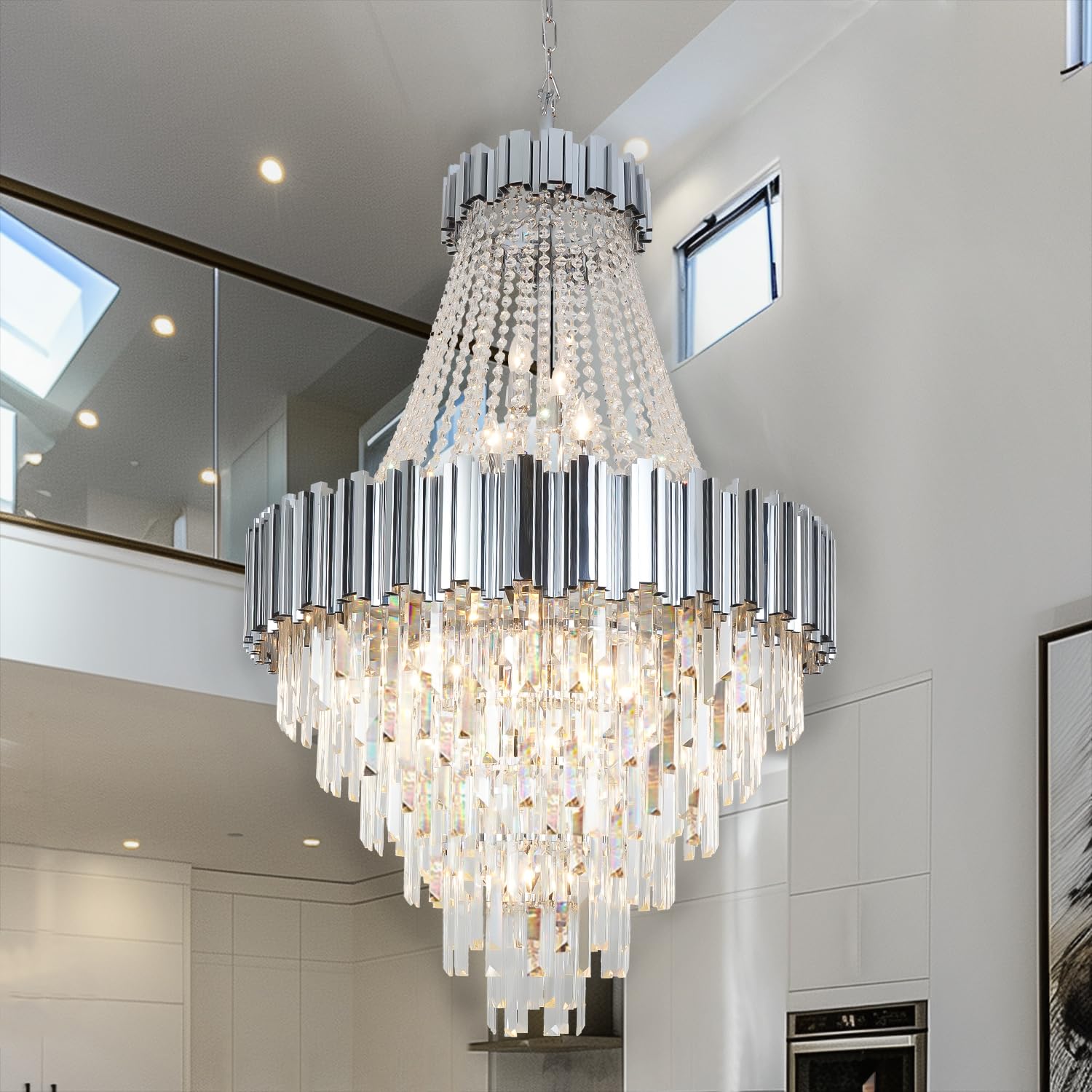 ANTILISHA Luxury Crystal Chandelier Dazzling Elegance for High Ceilings and Grand Spaces