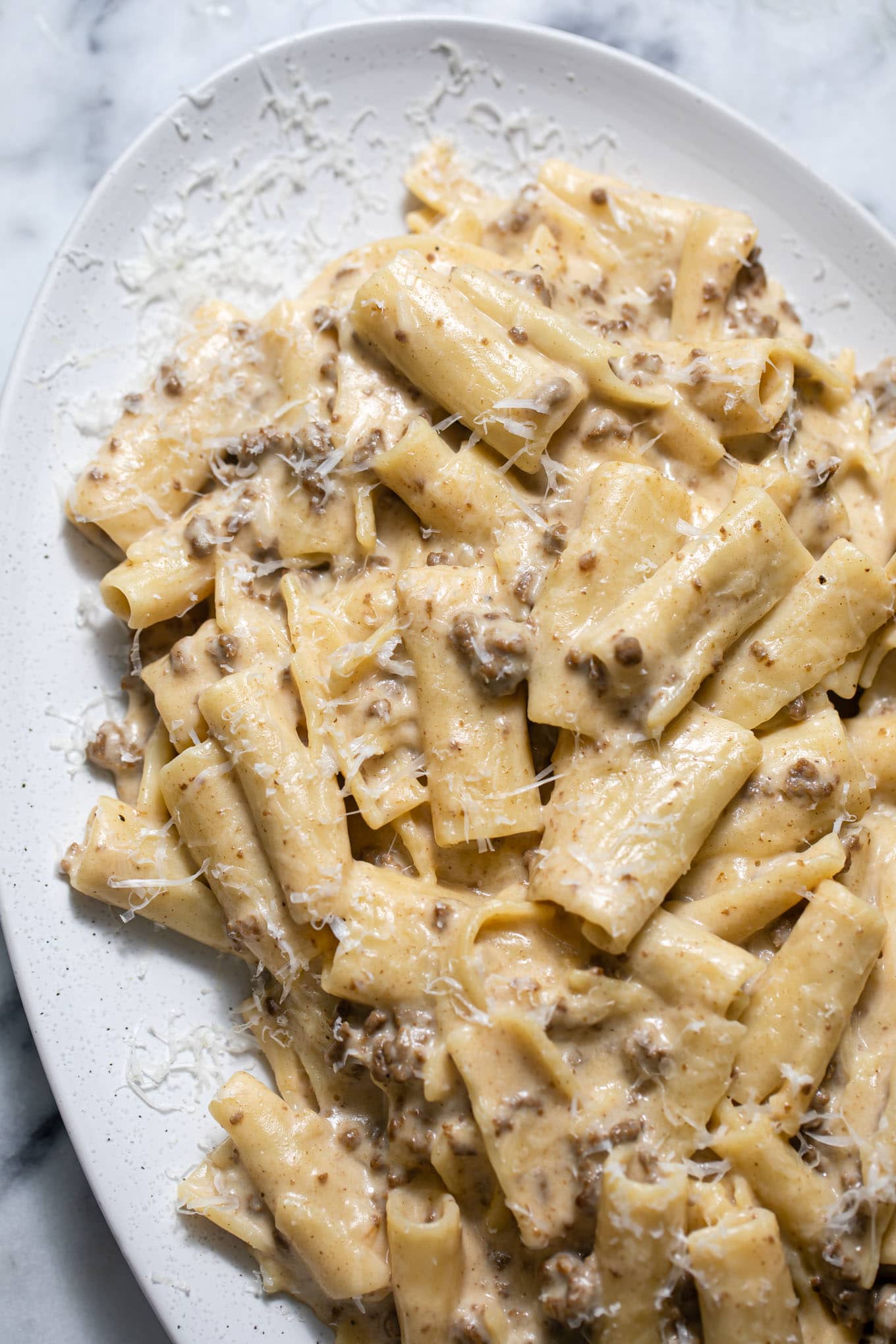 Stovetop Creamy Ground Beef Pasta ingredients