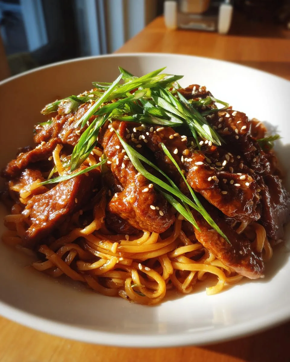Sticky Beef Noodles a Comforting Dish with a Flavorful Twist presentation