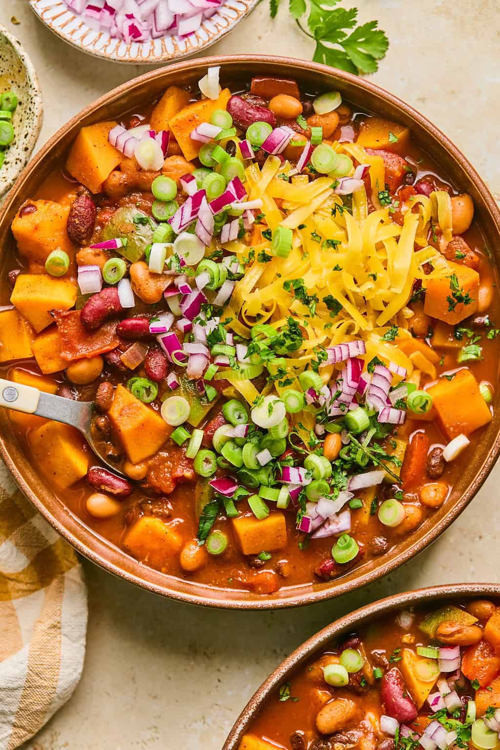 Cozy Butternut Squash Chili presentation