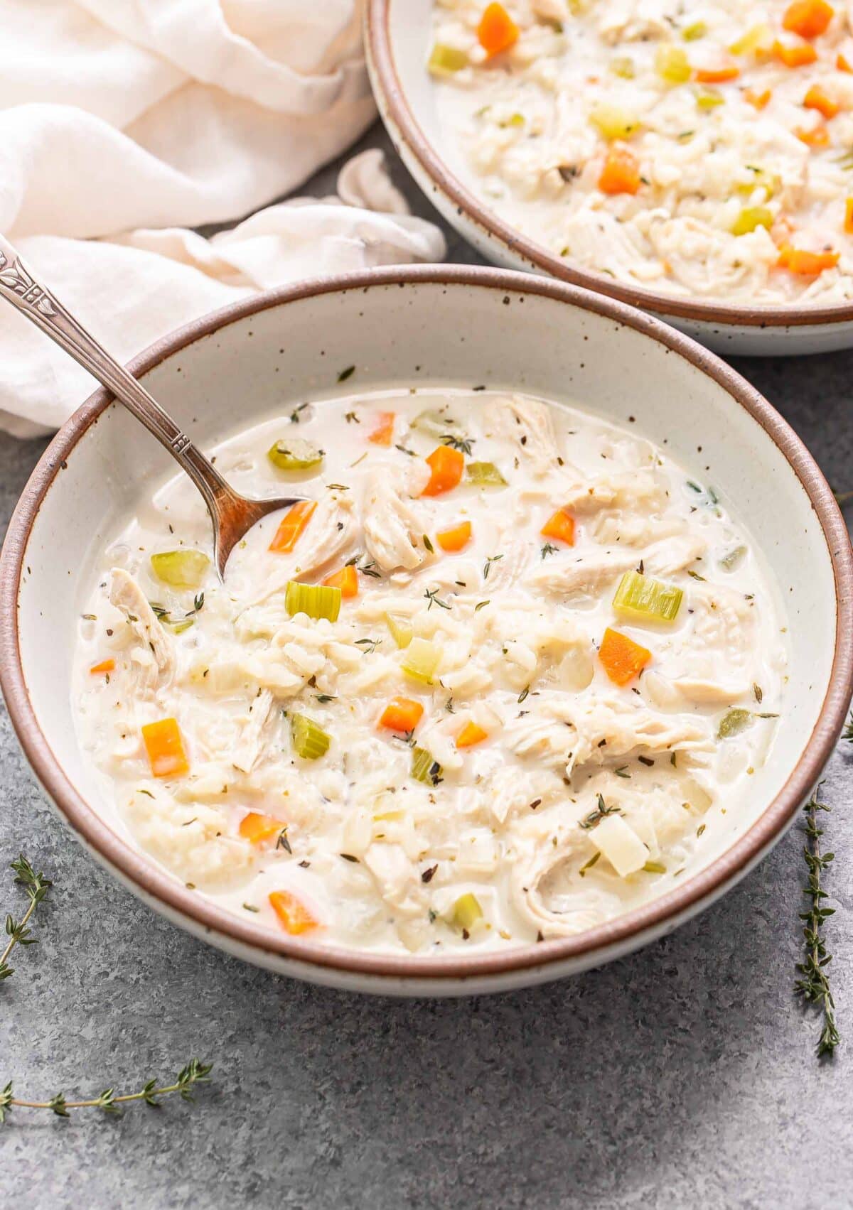 Creamy Chicken and Rice Soup presentation